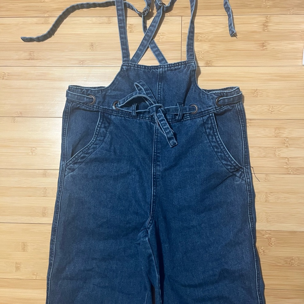 Vintage Drawstring Denim Overalls with Adjustable Straps